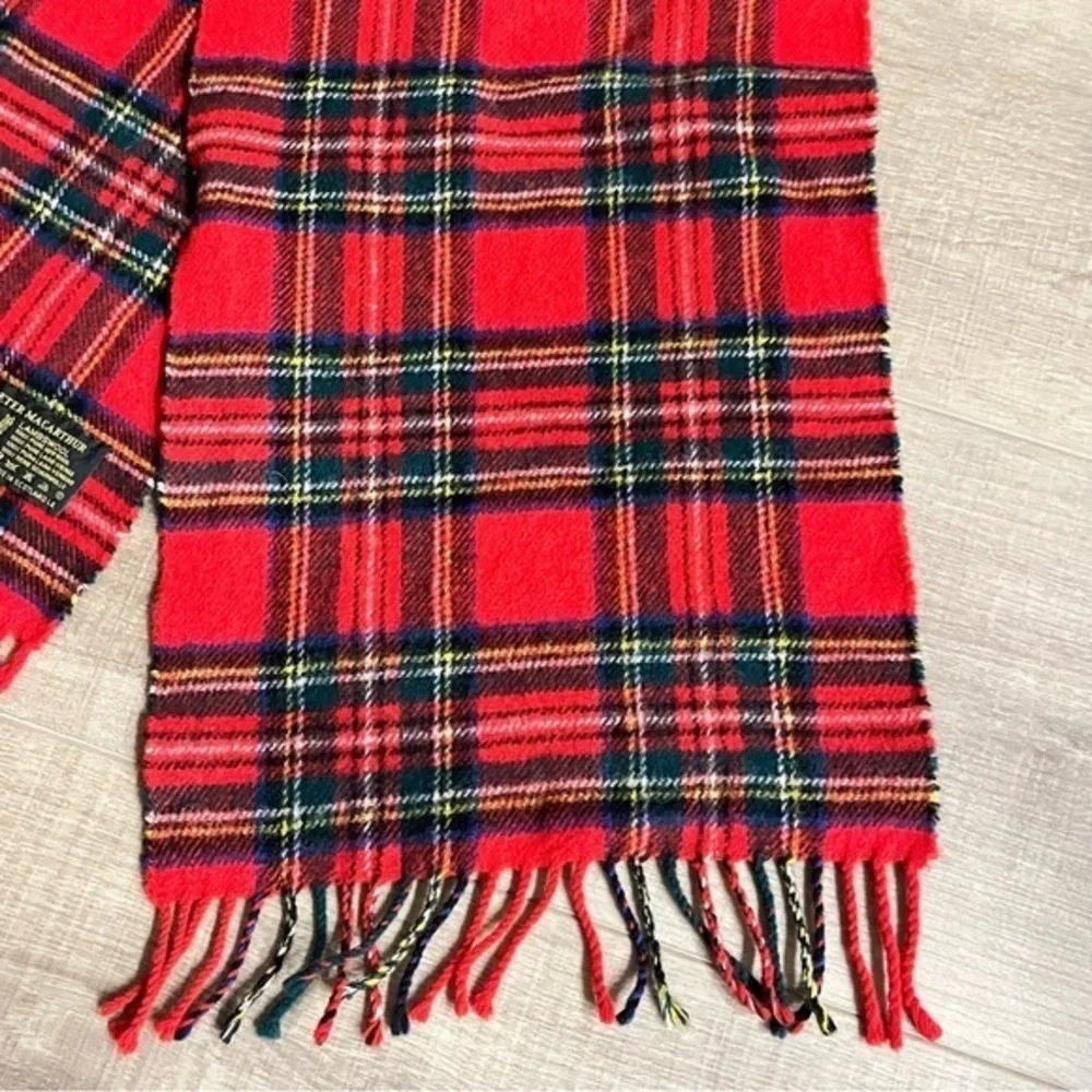Vintage Peter Macarthur Scotland Red‎ Tartan Plaid Lambswool Scarf 52x11 Shawl